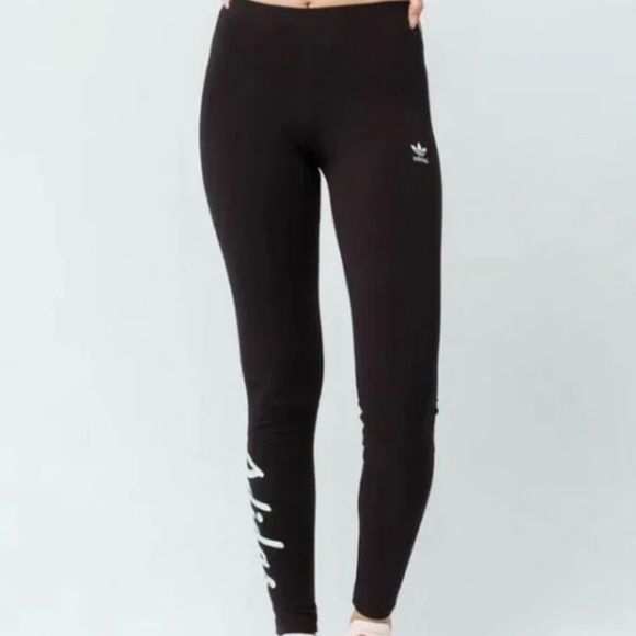 Adidas Originals Tights Leggings with Velvet Logo in (BLACK/MINT) (XS) - Picture 4 of 10